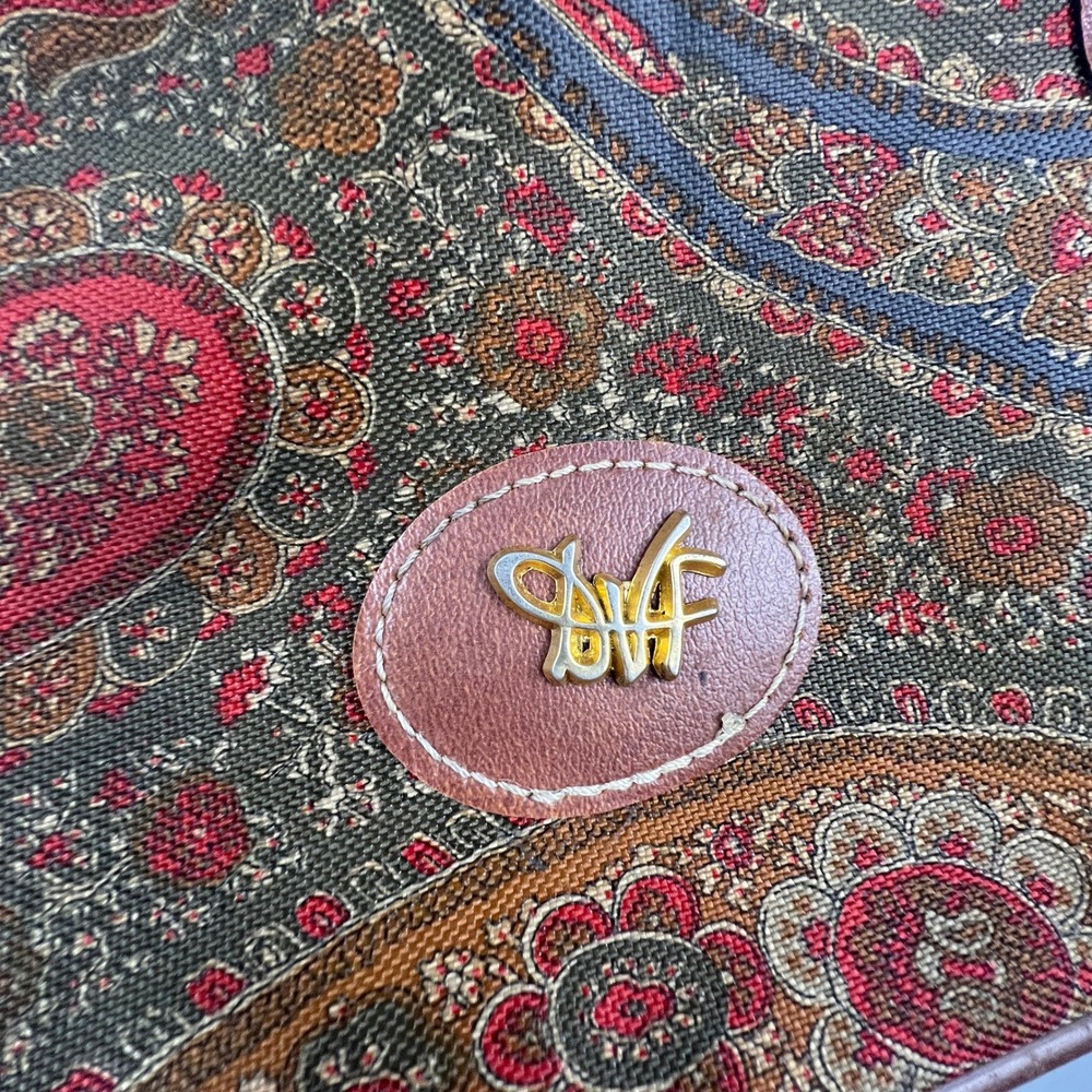 VTG DVF Diane von Furstenberg Suitcase Unisex Large Brown Paisley Carry On Bag - Picture 5 of 16